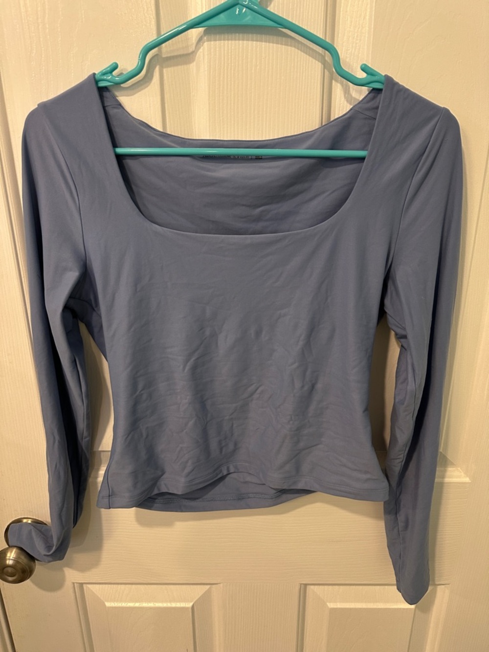 Abercrombie & Fitch Dusty Blue Long-Sleeve Scoop Neck Top